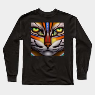 Coloful Cat Face Long Sleeve T-Shirt